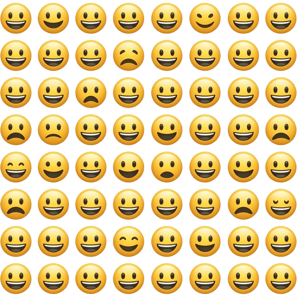 một emoij 100 khuôn mặt này 😀ko khác nhau chỗ nào emoji
