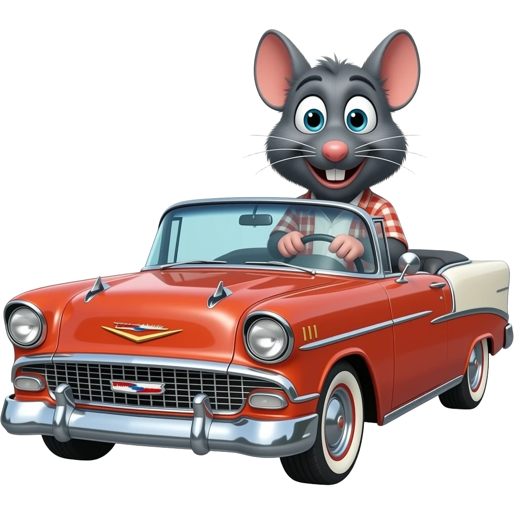 rat fink driving 1955 chevy emoji