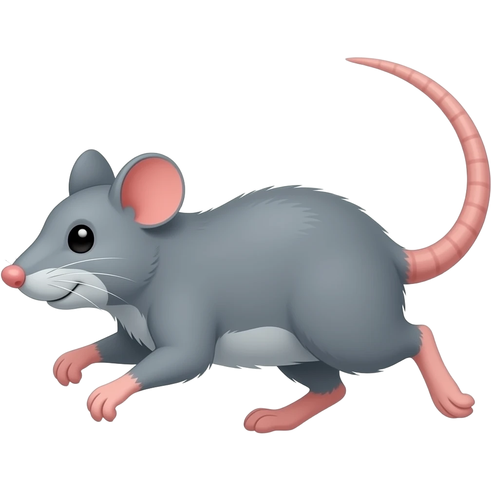 Cartoon grey rat on fours running emoji