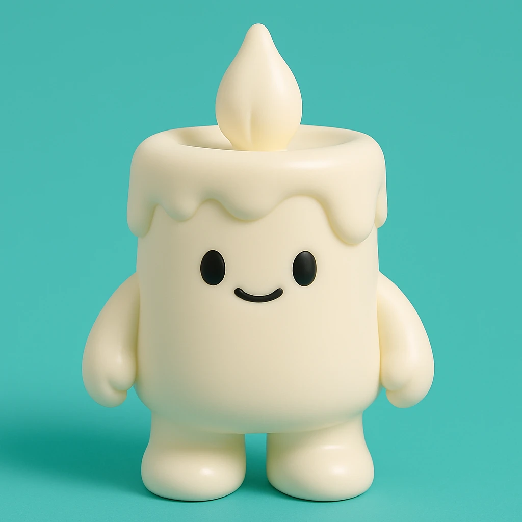 white candle, vinyl figure style emoji
