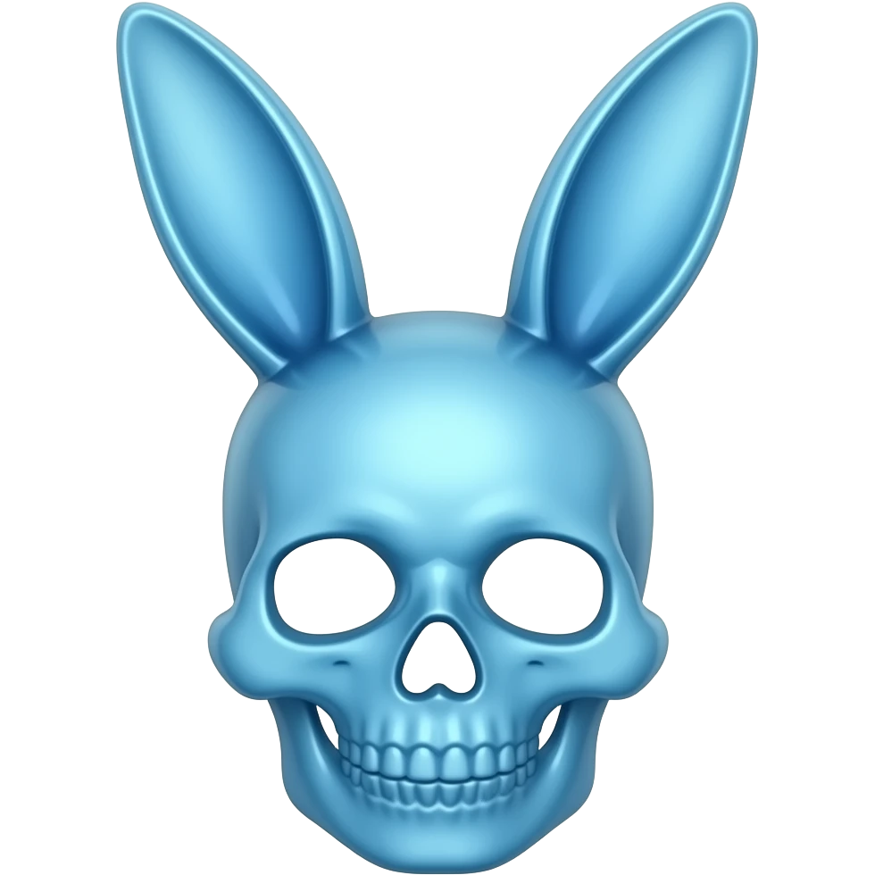 A rabbit mask shaped like a skull,blue translucent emoji