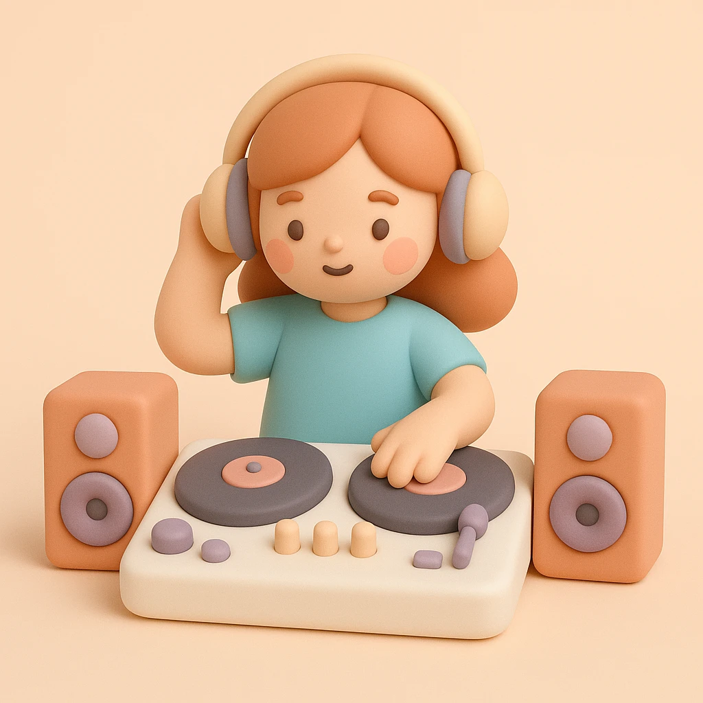 girl playing DJ set emoji