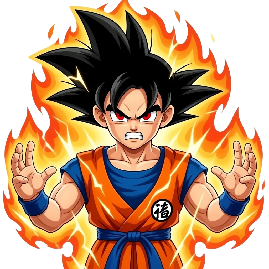 Make goku but super mad  doing the Kamehameha emoji