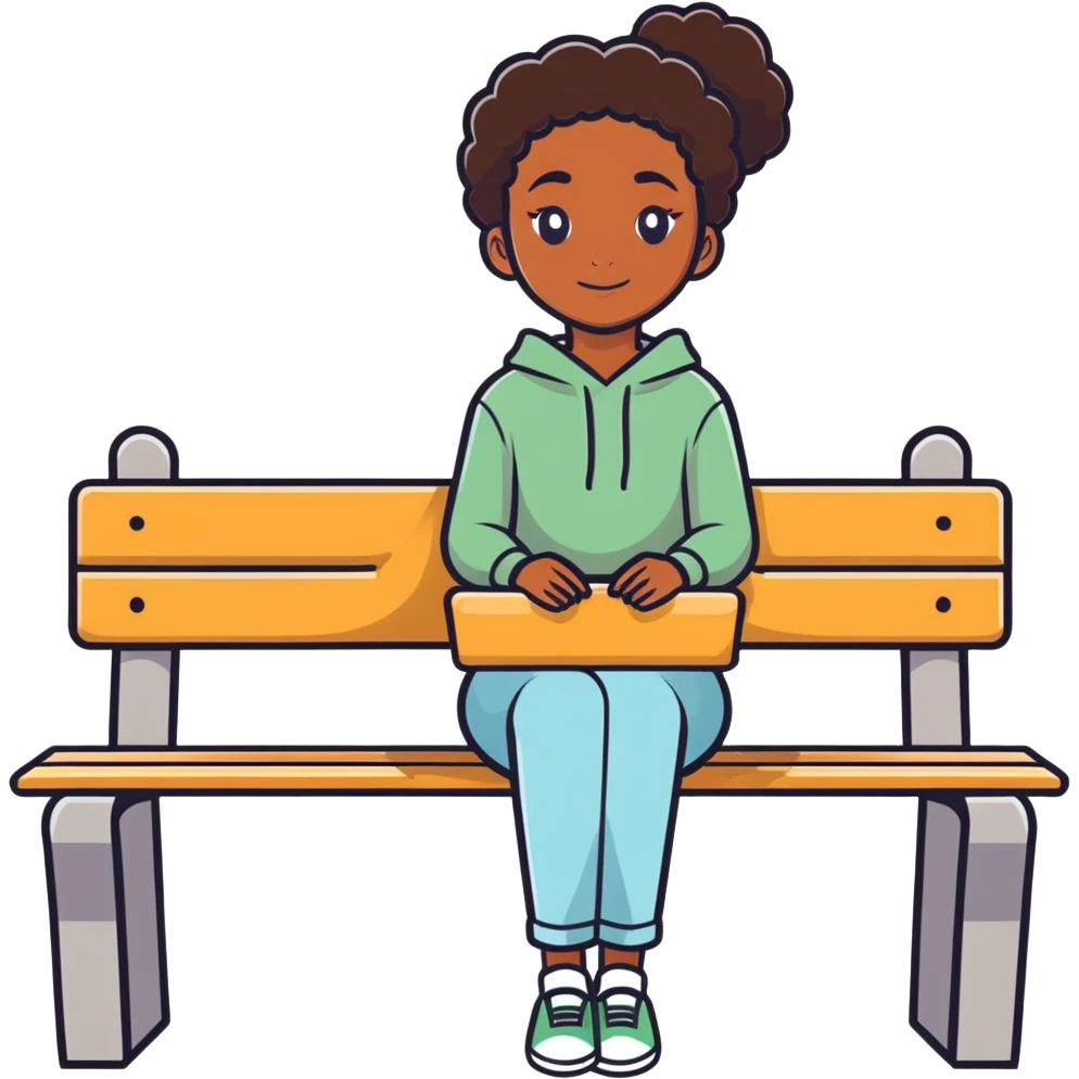brown girl sitting the bench in a basketball game emoji