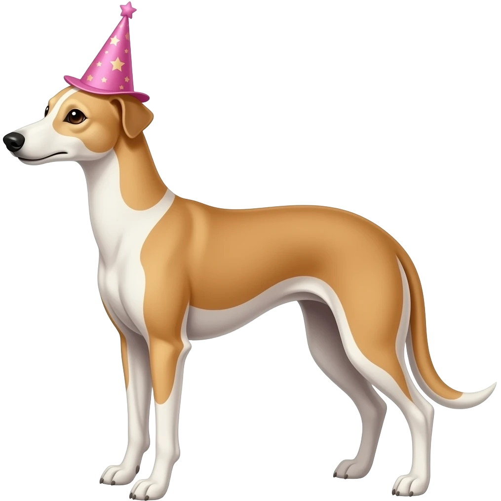 fawn whippet with pink magic hat emoji