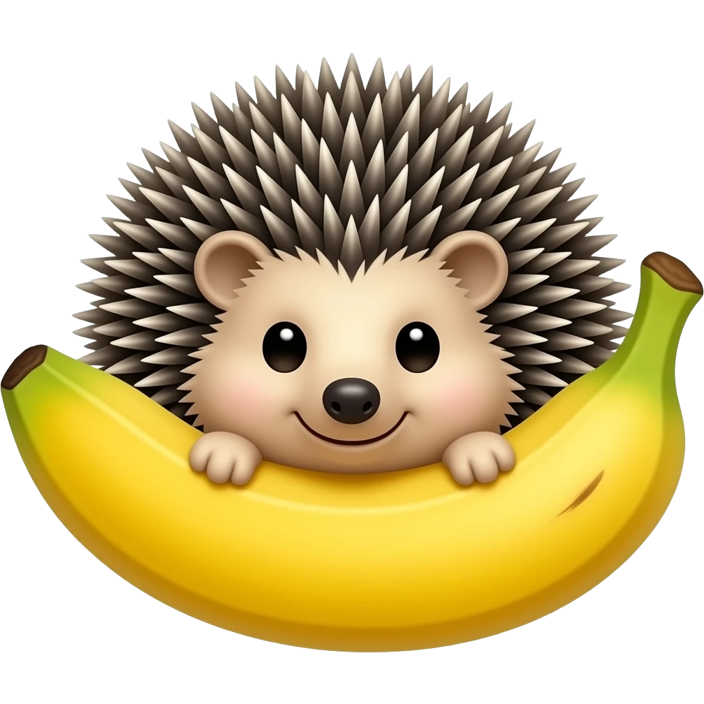 A hybrid of a shoe hedgehog and a banana. A hedgehog banana is a banana with a hedgehog face and hedgehog spines. emoji