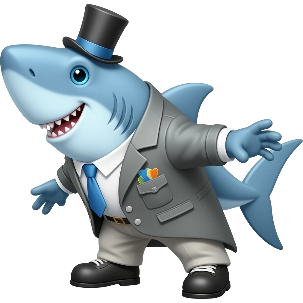 Shark with a top hat emoji