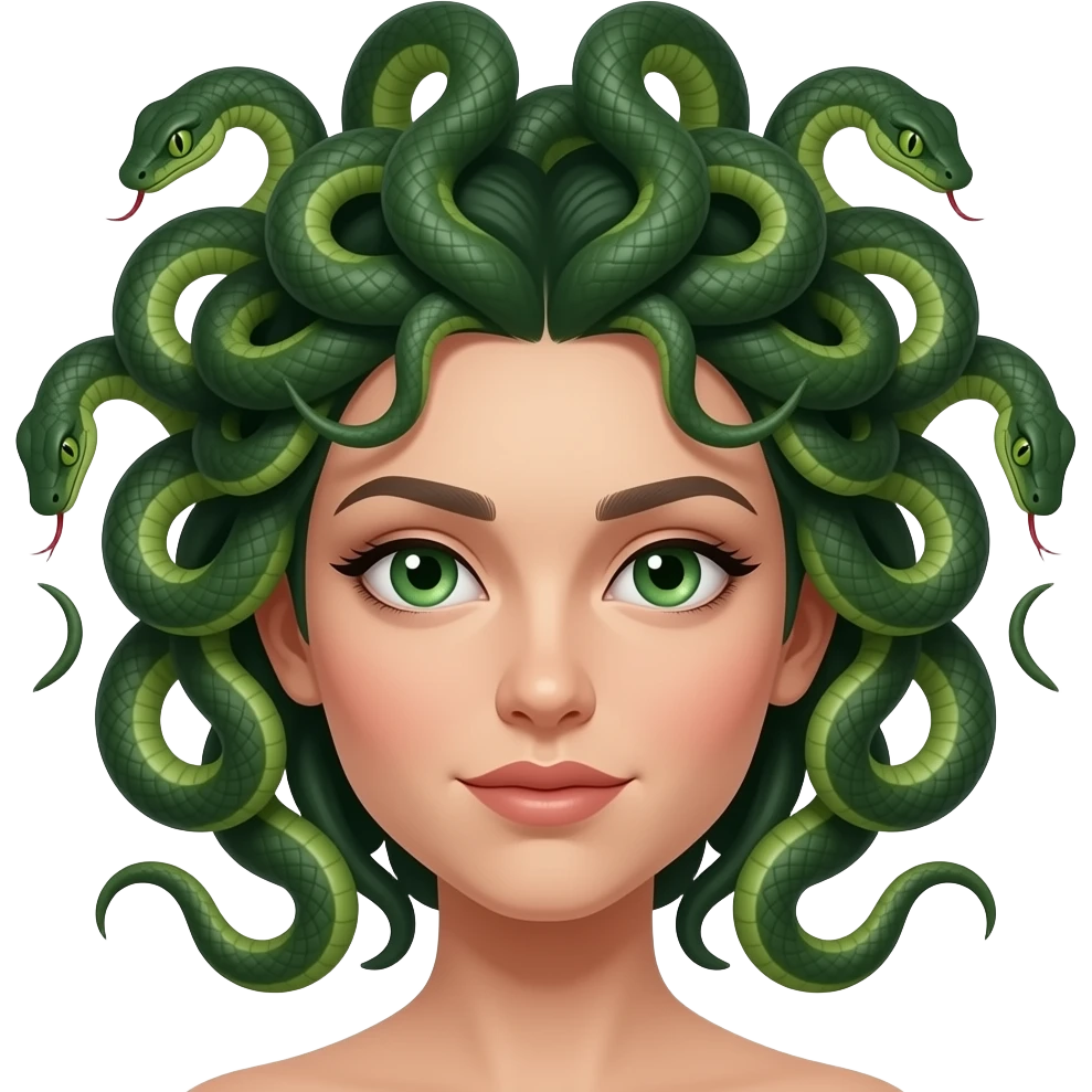 Medusa Snake hair green eyes emoji