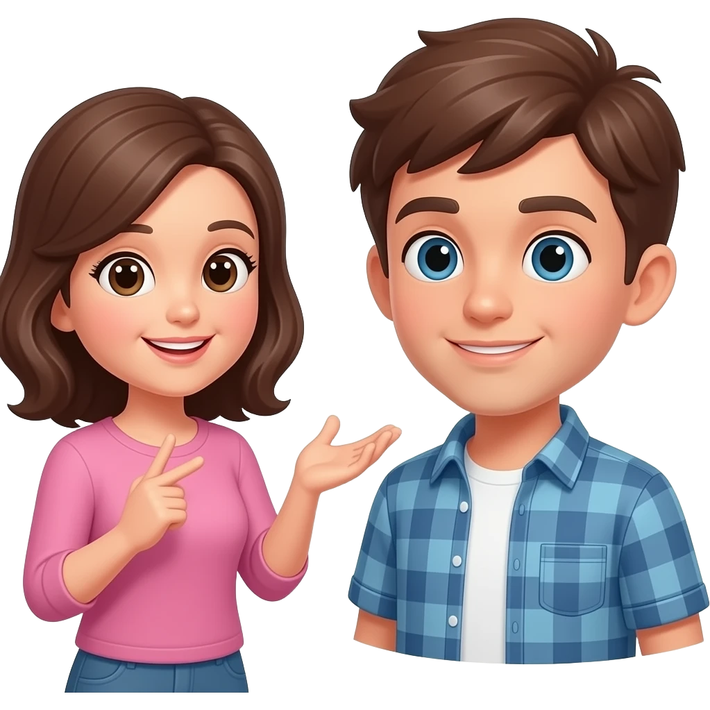 adult woman talking to adult man in front of a teenage boy emoji