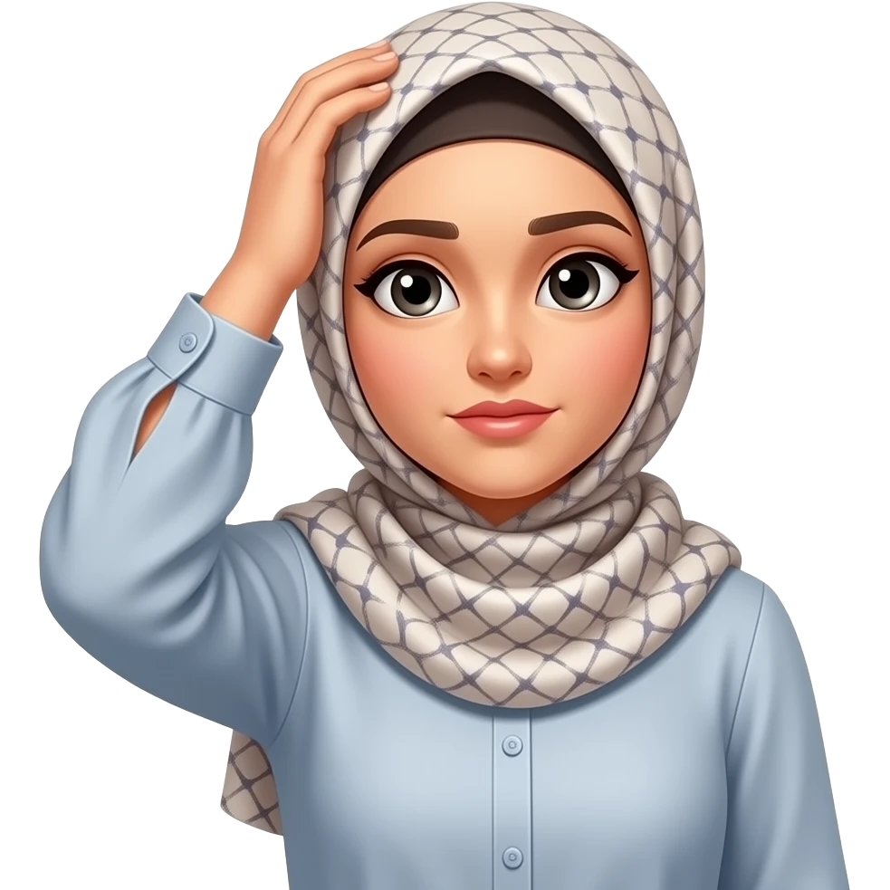 Hijabi woman scratching head and wondering emoji