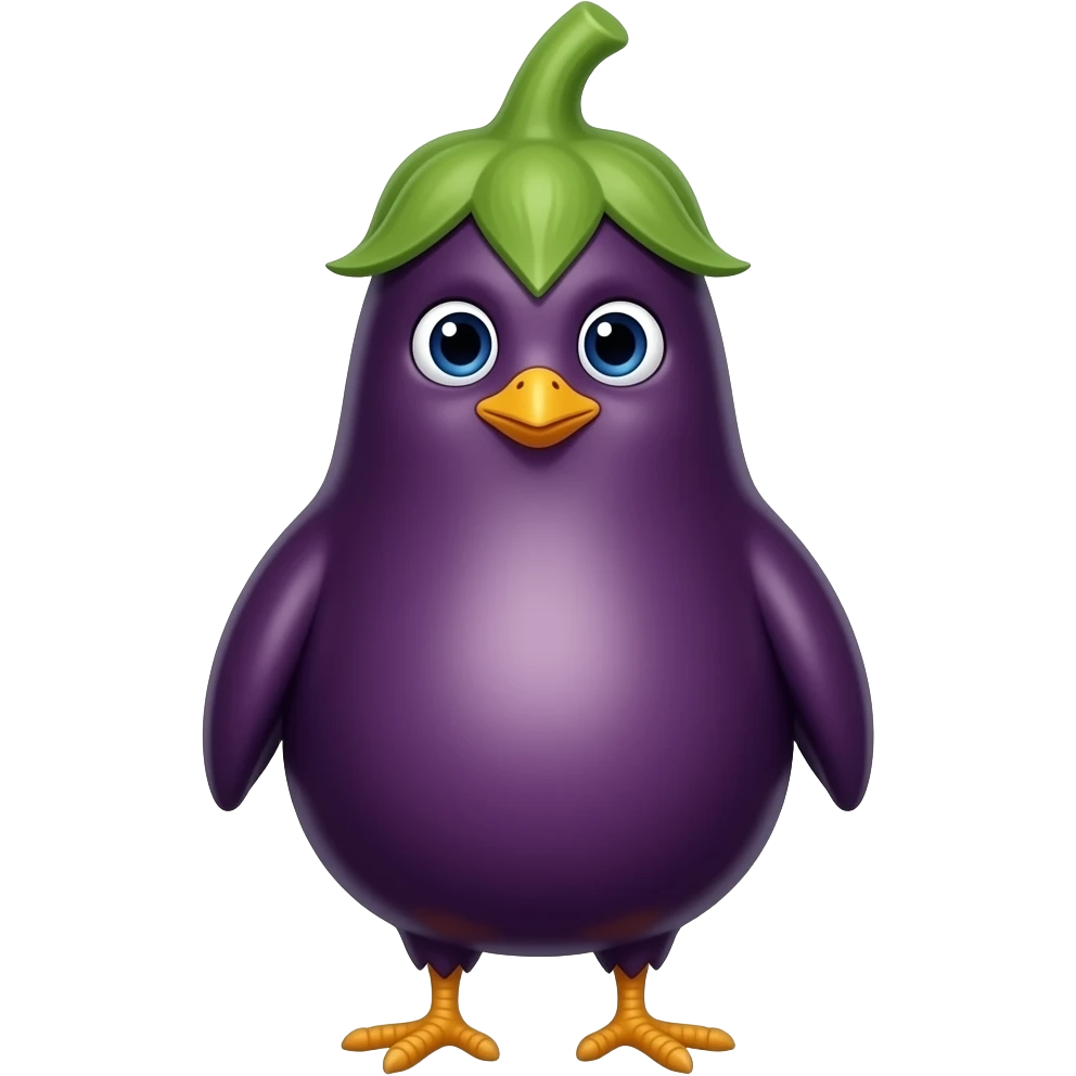 chick with egg plant emoji