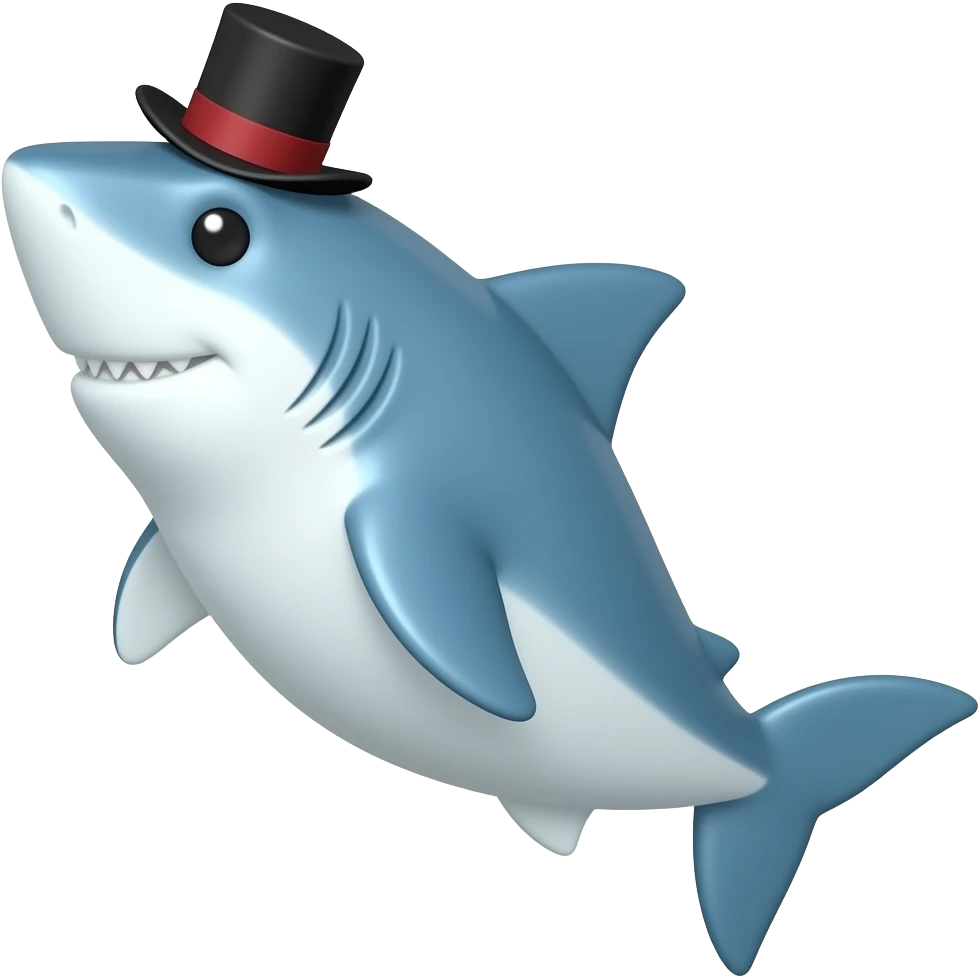 Shark with a top hat emoji