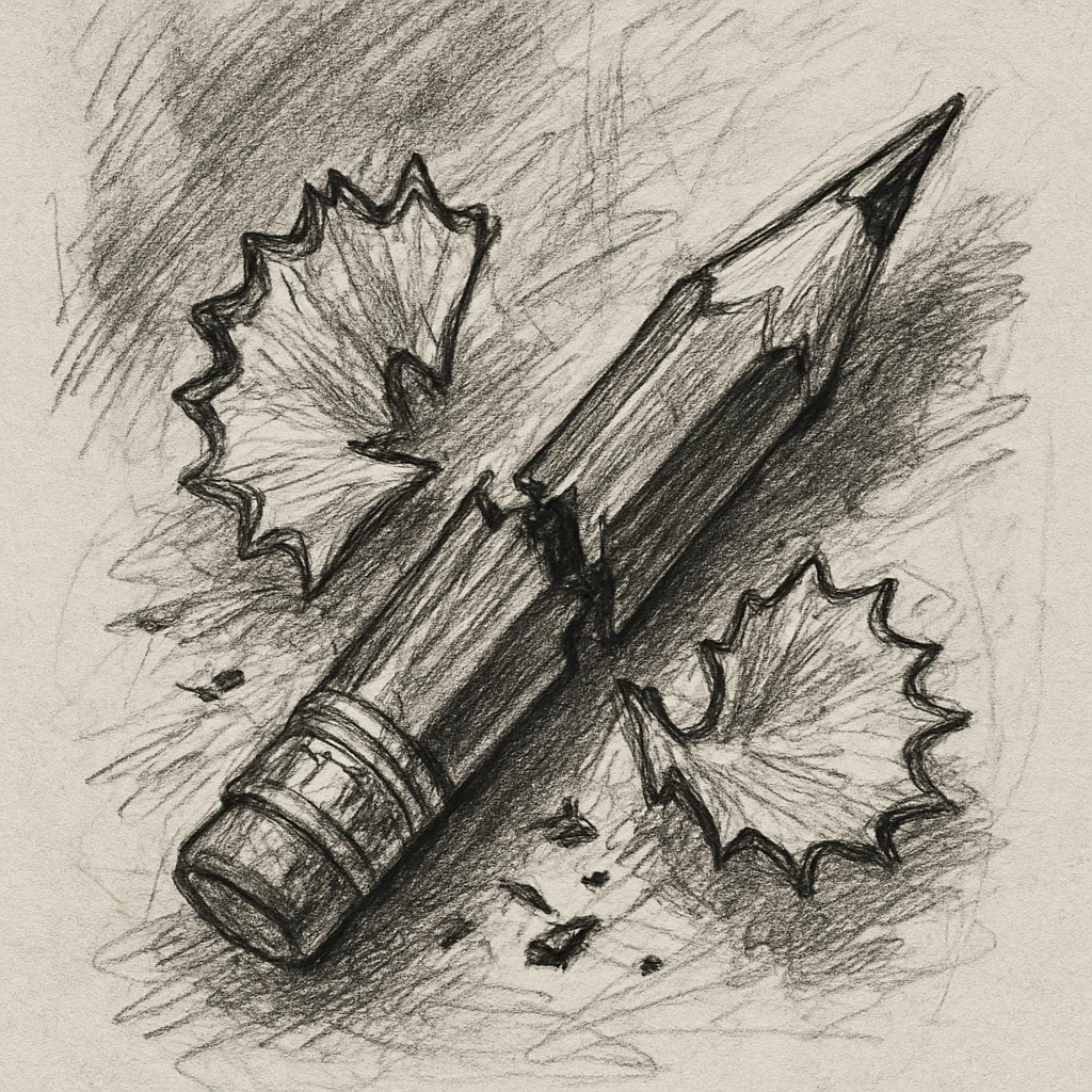 a broken pencil with shavings, pencil sketch style emoji