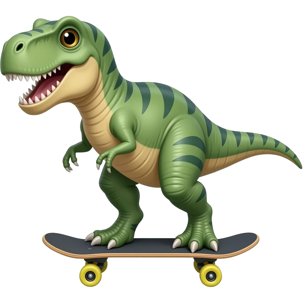 Dinosaur on a skateboard emoji