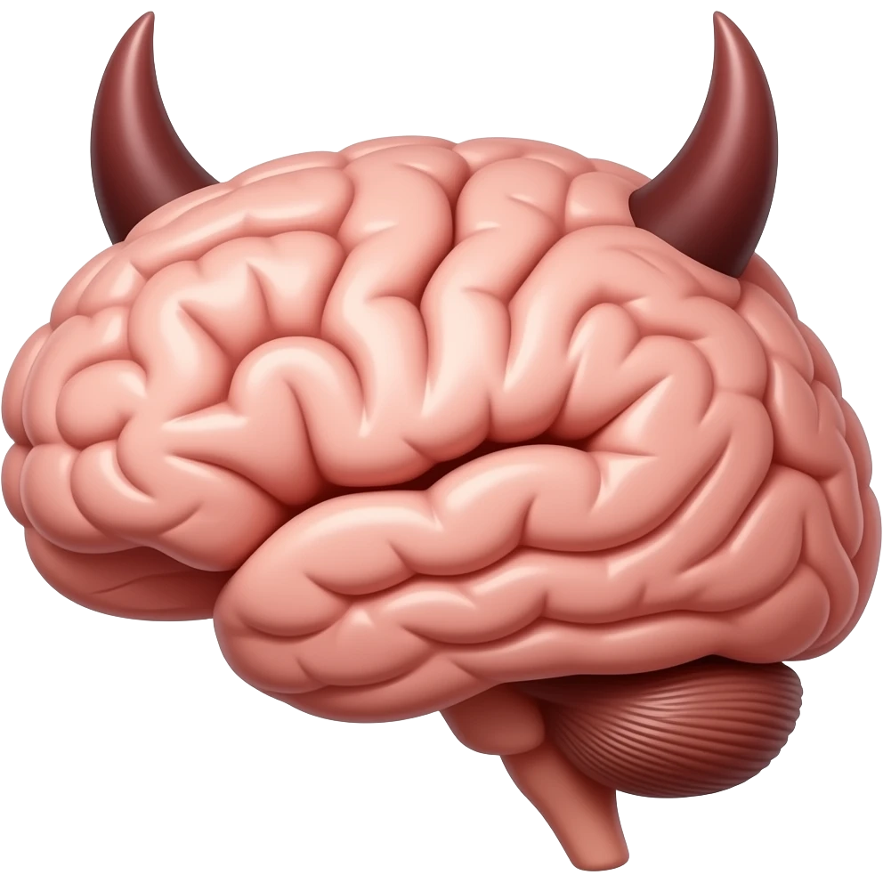make a human brain with a devil horn emoji