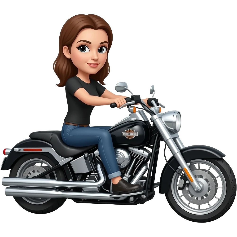 Harley Davidson road glide with woman riding emoji
