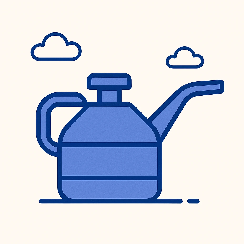 small minimalist oil can with spout on the right, white background emoji