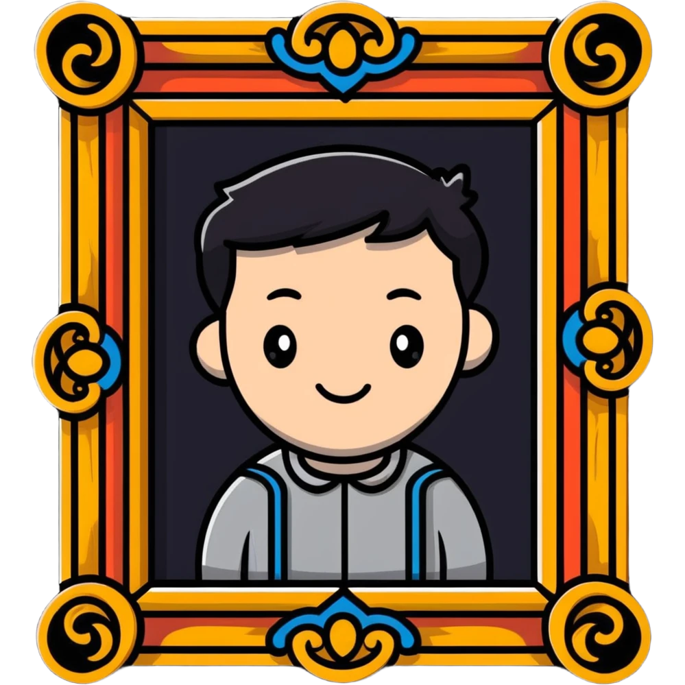 A man's photograph in a decorative picture frame emoji