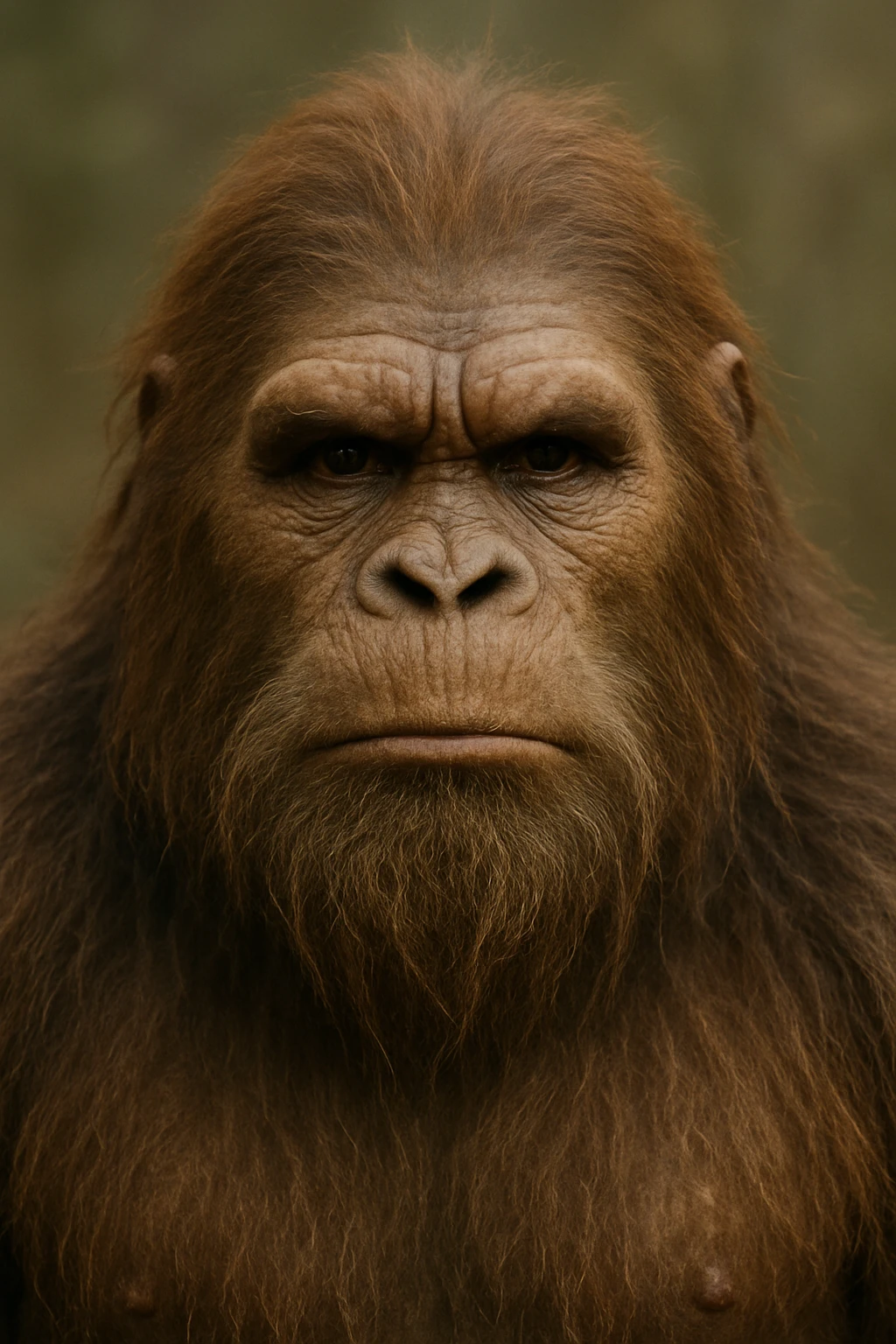 bigfoot head, realistic, subtle gradient fur emoji
