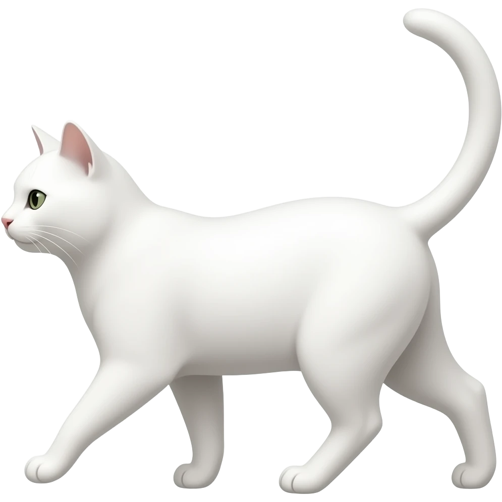 белая грациозная  кошка боком которая идет emoji