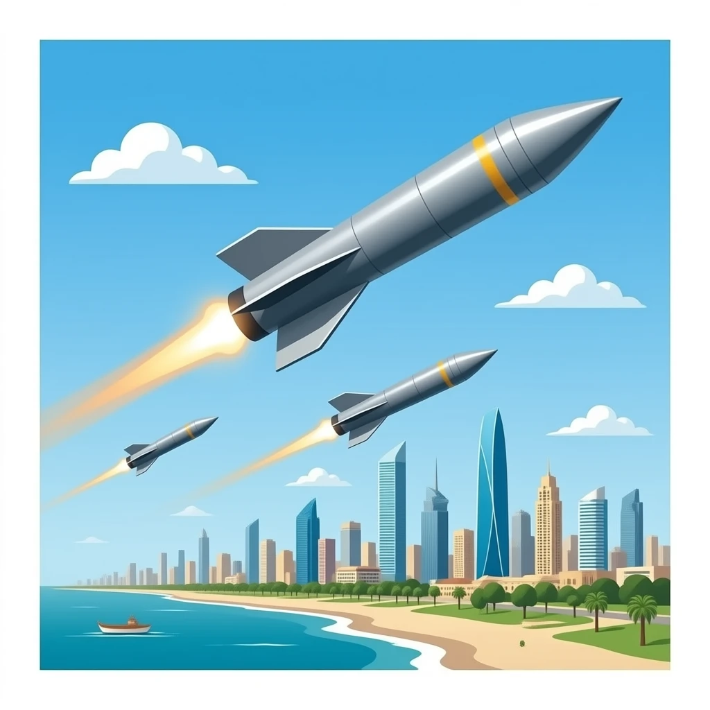 missiles in sky full to kuwait city emoji