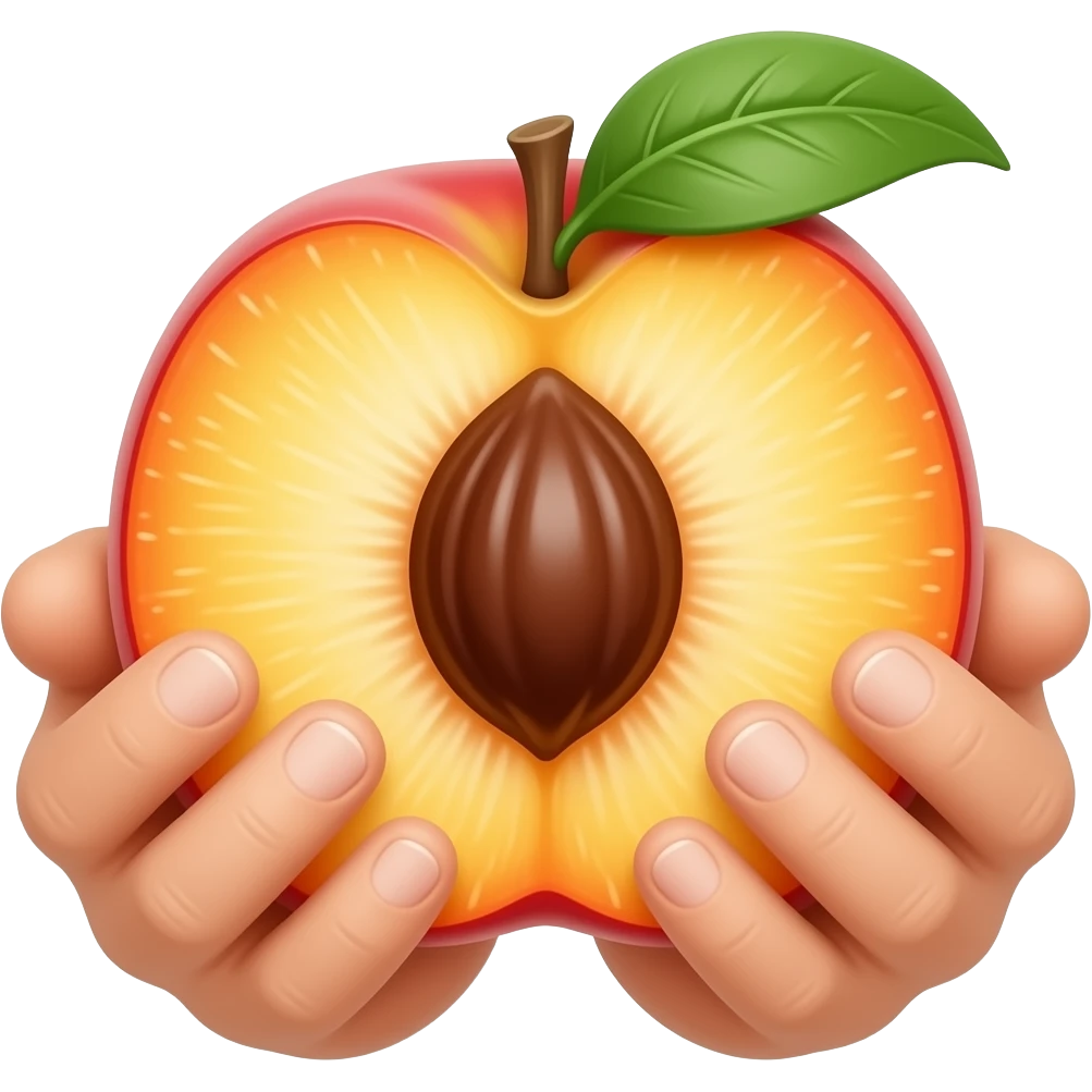 peach with a hole in the middle with hands outside emoji