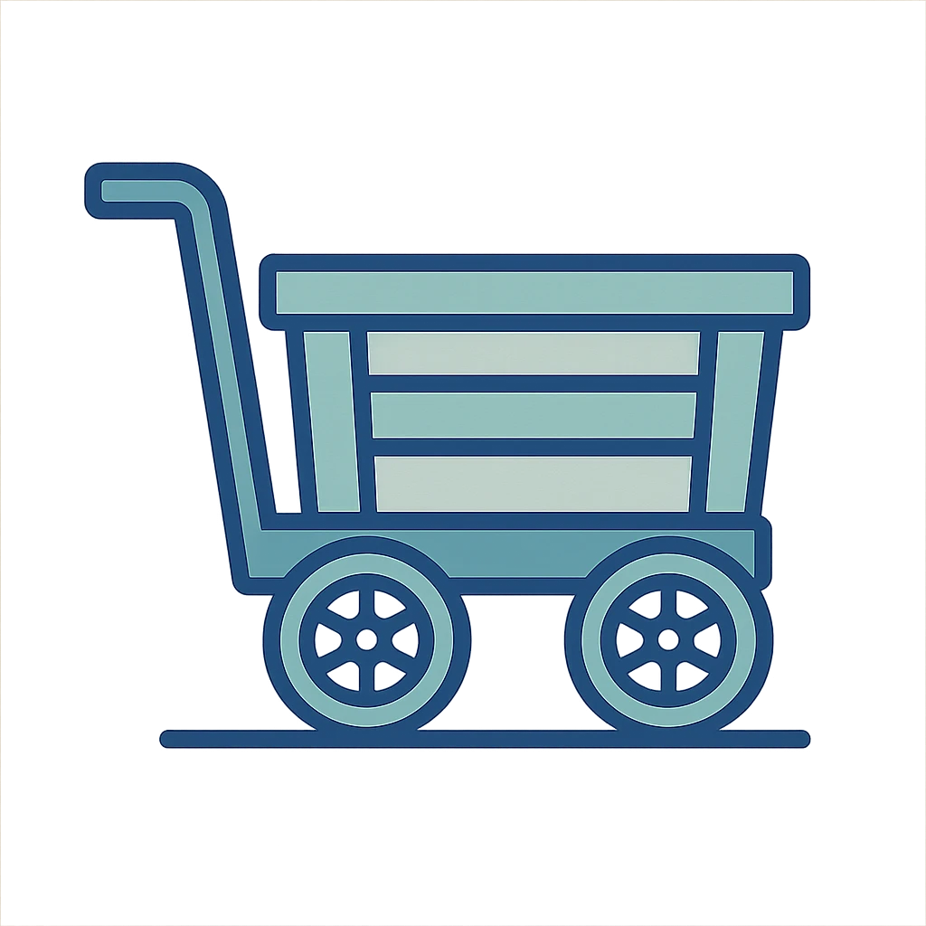 green cart, 2D flat style, simple, clear emoji
