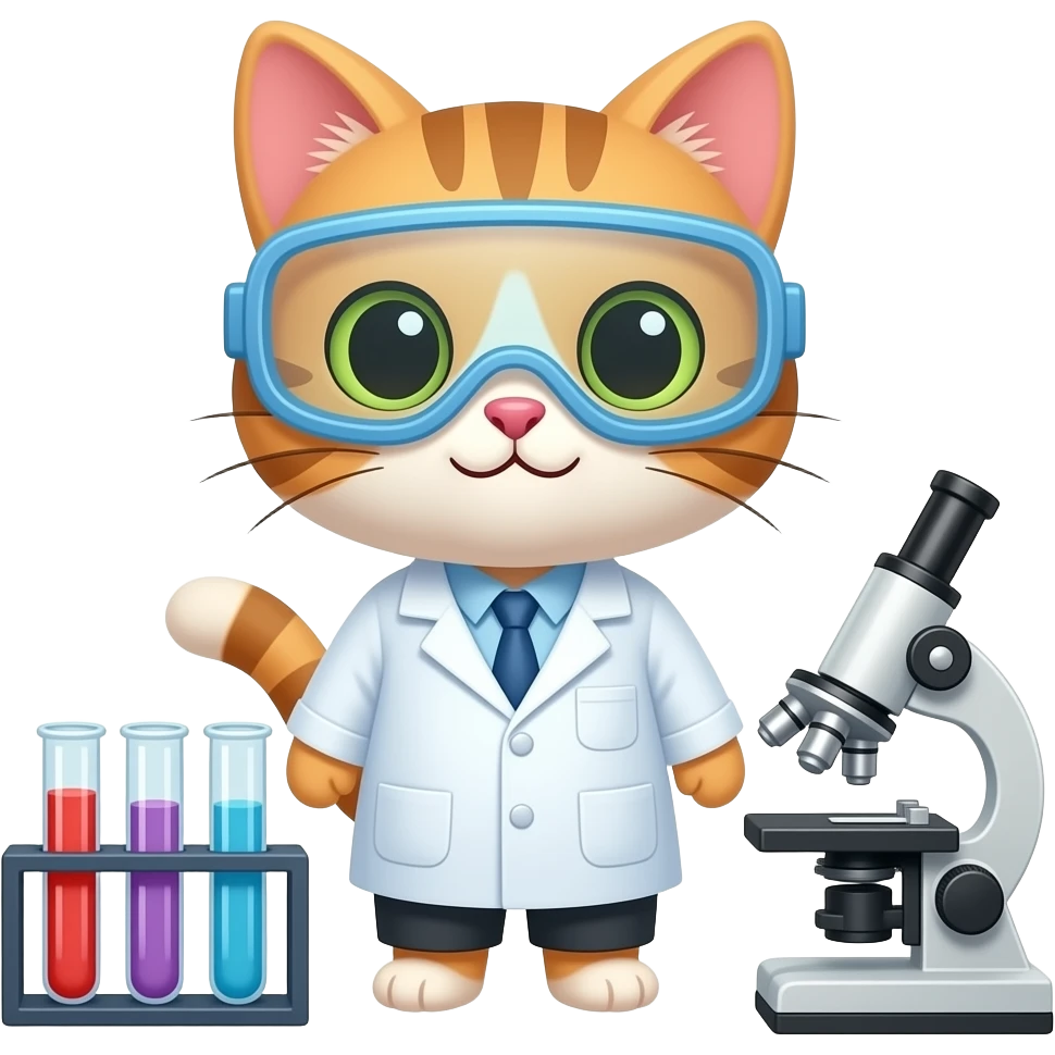 I want to generate a cute cat that is a chemist in a lab emoji