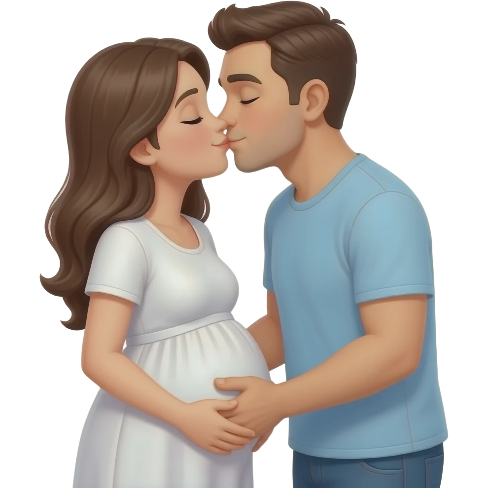 pregnant emoji with another man standing next to him they the man is pregnent are kissing emoji