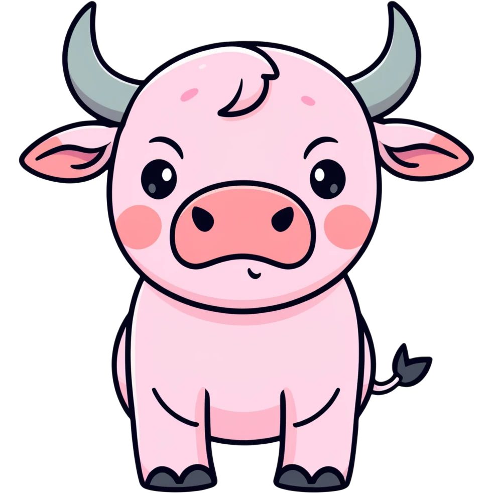 Pink bull crying emoji