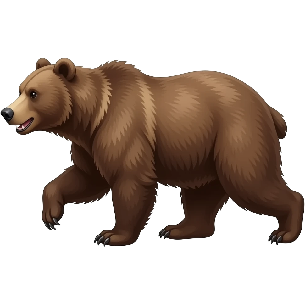 bear, side profile, facing left, running, mascular body emoji