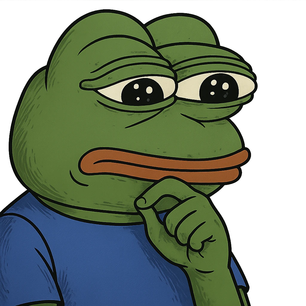 pepe the frog with a thoughtful expression emoji