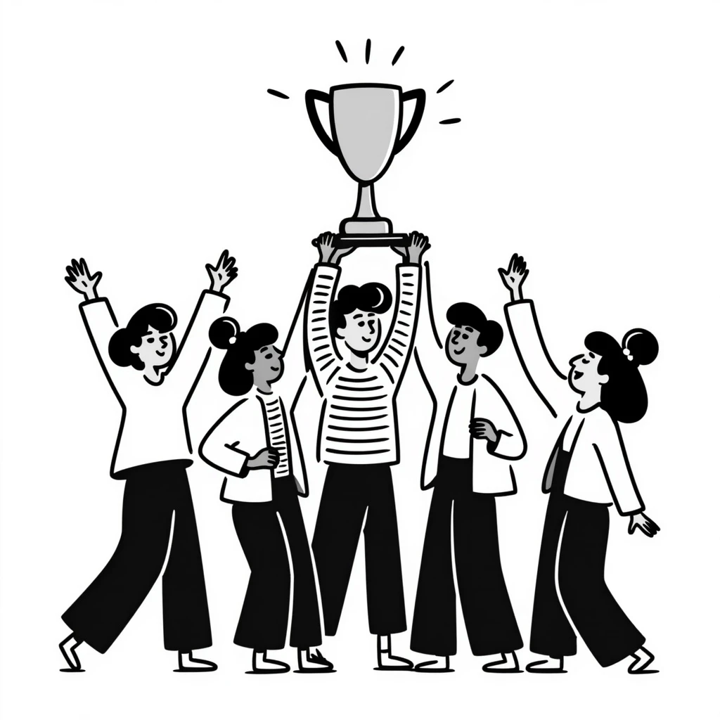 team celebrating with trophy emoji