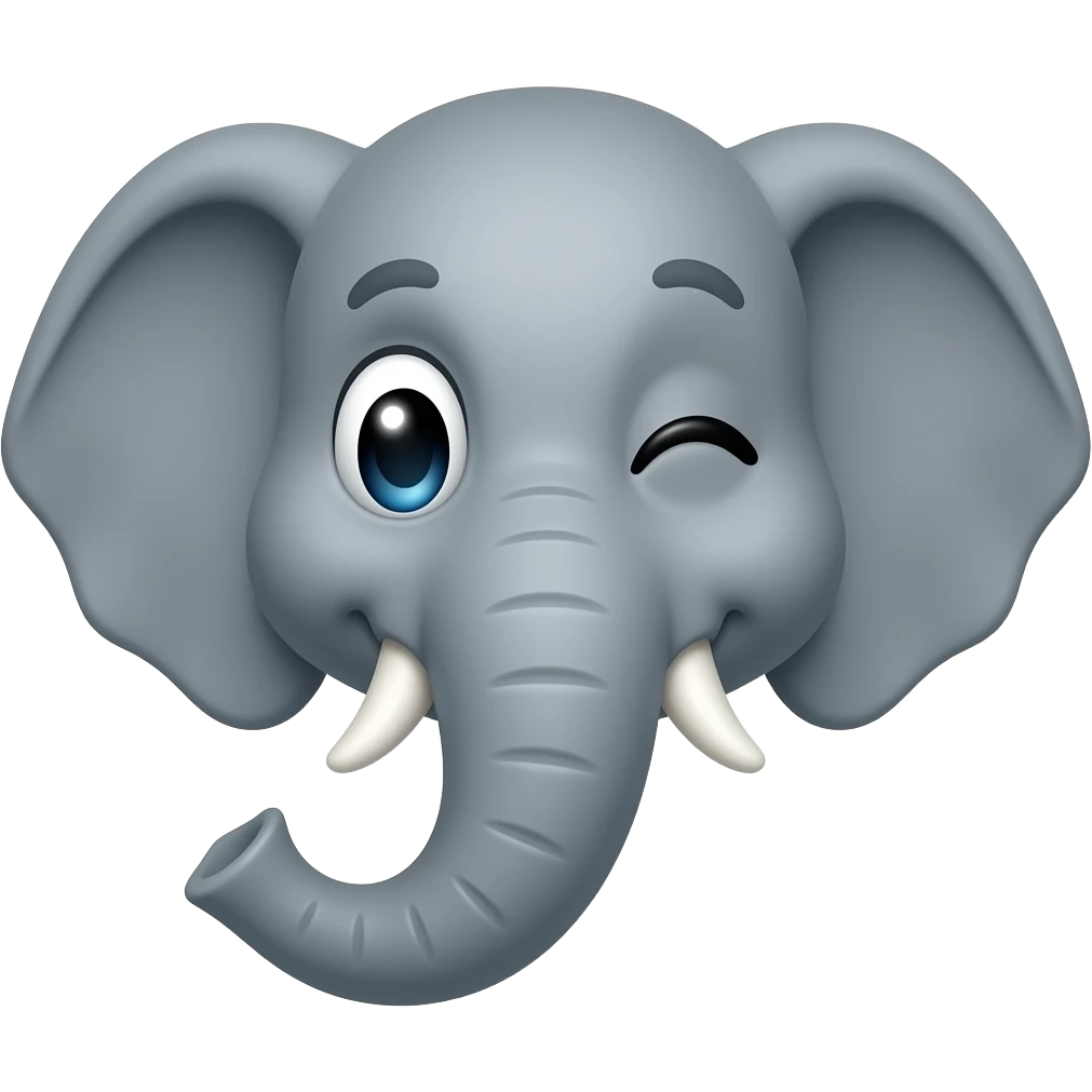 elephant happy wink eye emoji