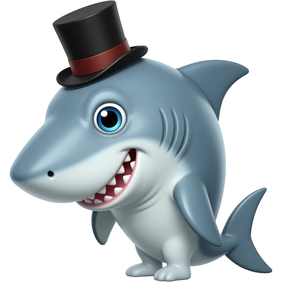 Shark with a top hat emoji