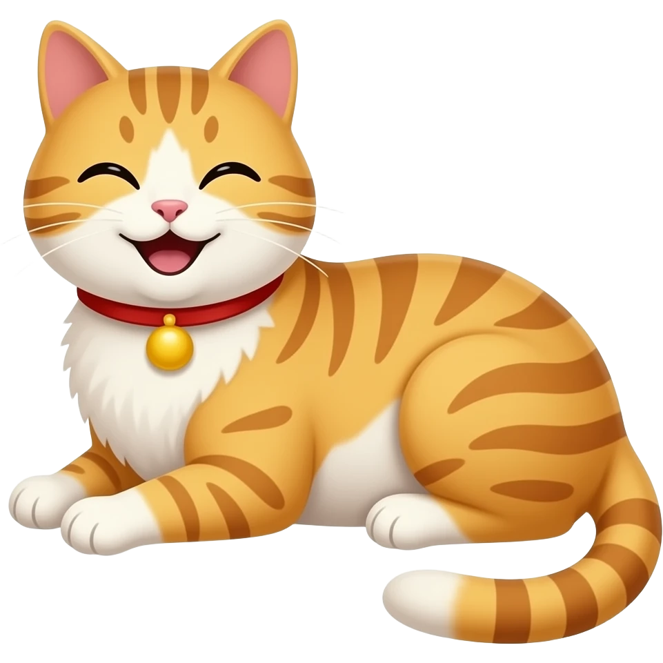 a happy cat sunbasking emoji