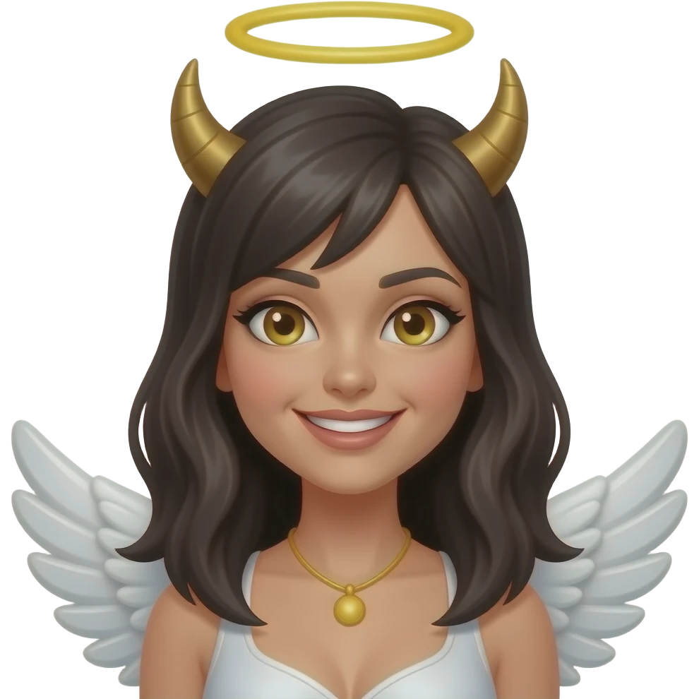 Female devilish angel yellow smiley emoji