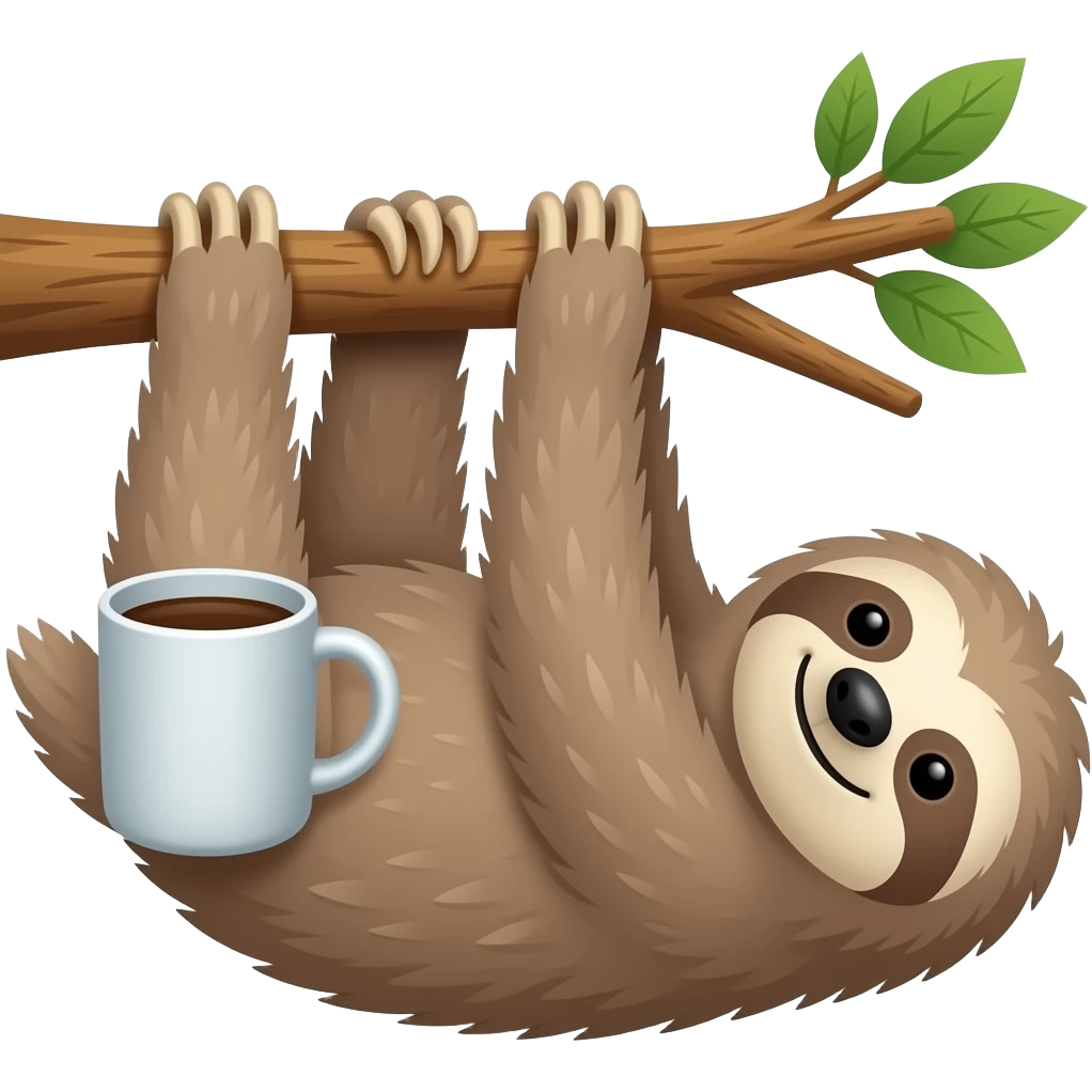 sloth tree morning coffee hanging emoji