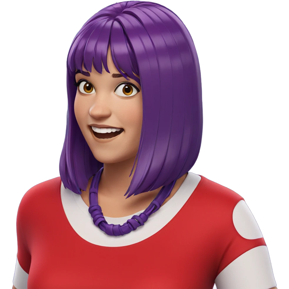 smiling girl with purple hair emoji