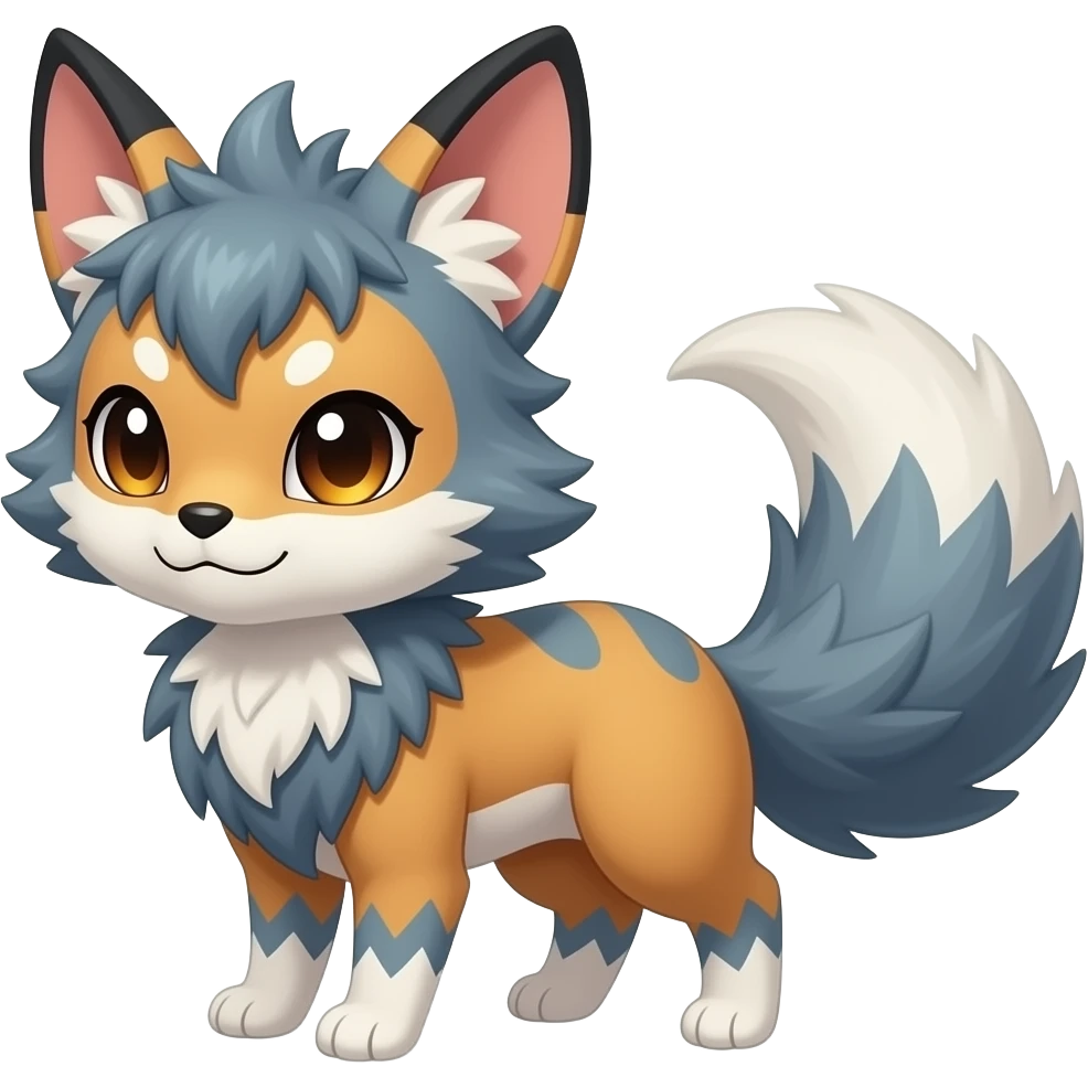 Hyper-realistic cute adorable beautiful elegant Colorful Skilled Adept Graceful Asian Painted Meloetta-Furret-Lycanroc-Zangoose-fusion-hybrid-creature (full body) emoji