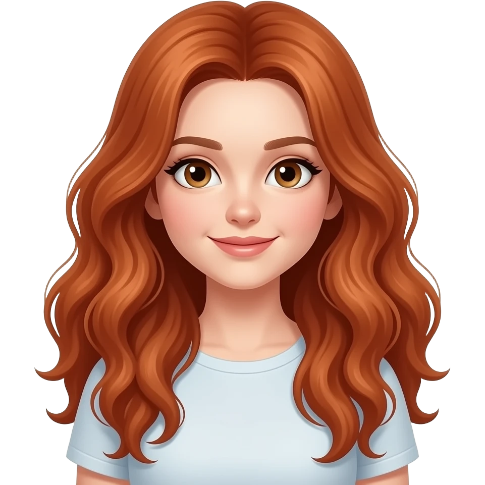 red long hair with waves girl emoji