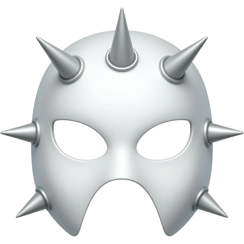 Mascara de luchador de color blanco con 3 puas a lo largo y que a los costados tenga aracadas pequeñas de color plateado emoji