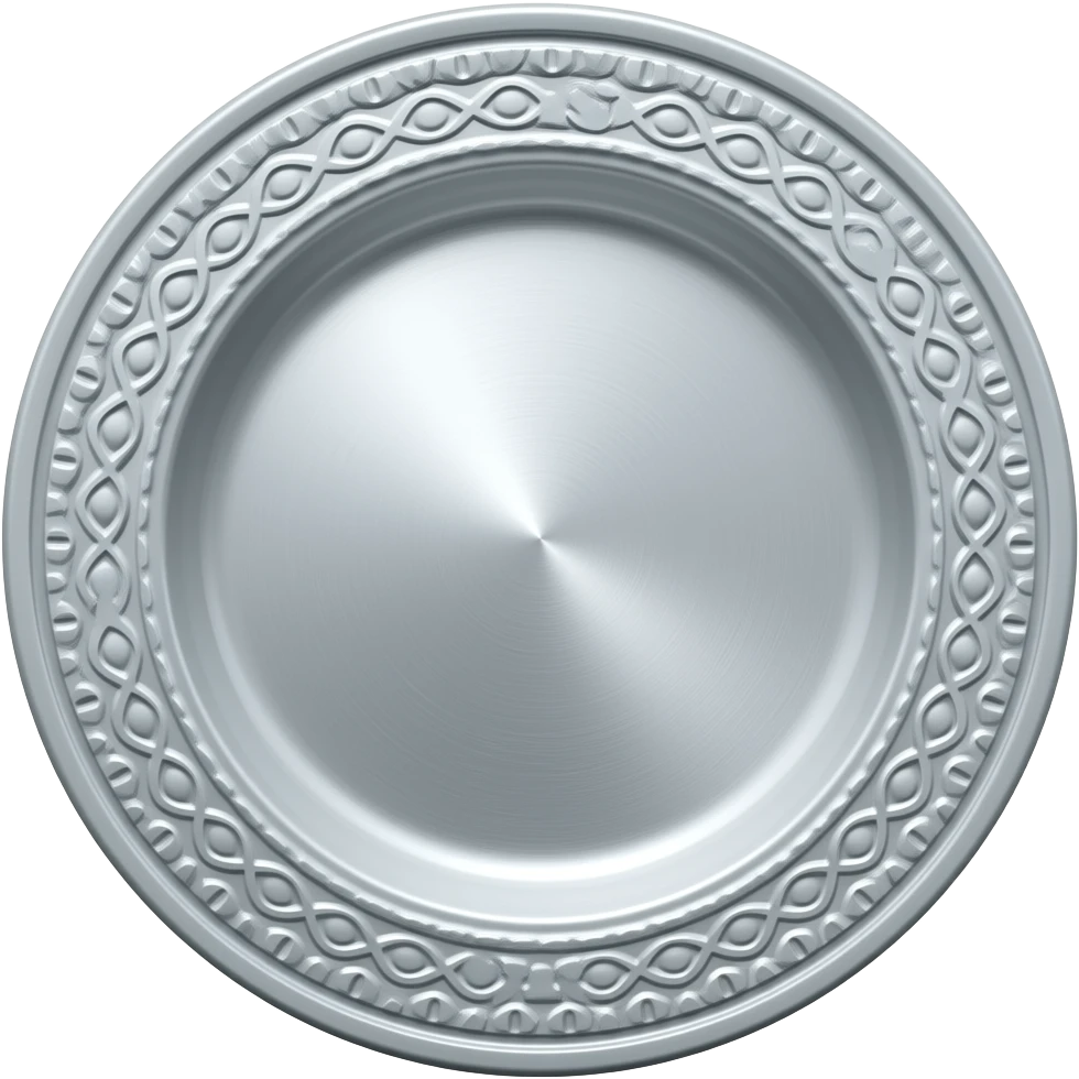 Круглая Серебряная резная тарелка emoji