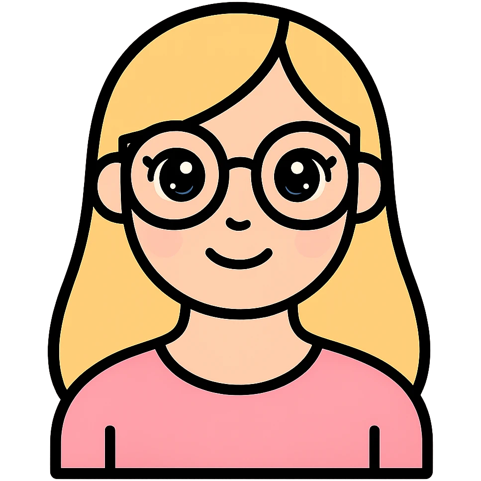 Make her cuter and more aesthetic with soft features, big sparkling eyes, gentle smile, and pastel accents. Keep the minimal color outline style with no background. emoji