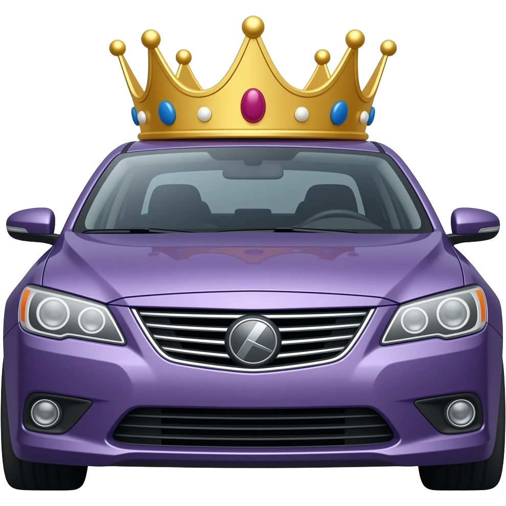 A purple sedan car with a queen head on the hood emoji