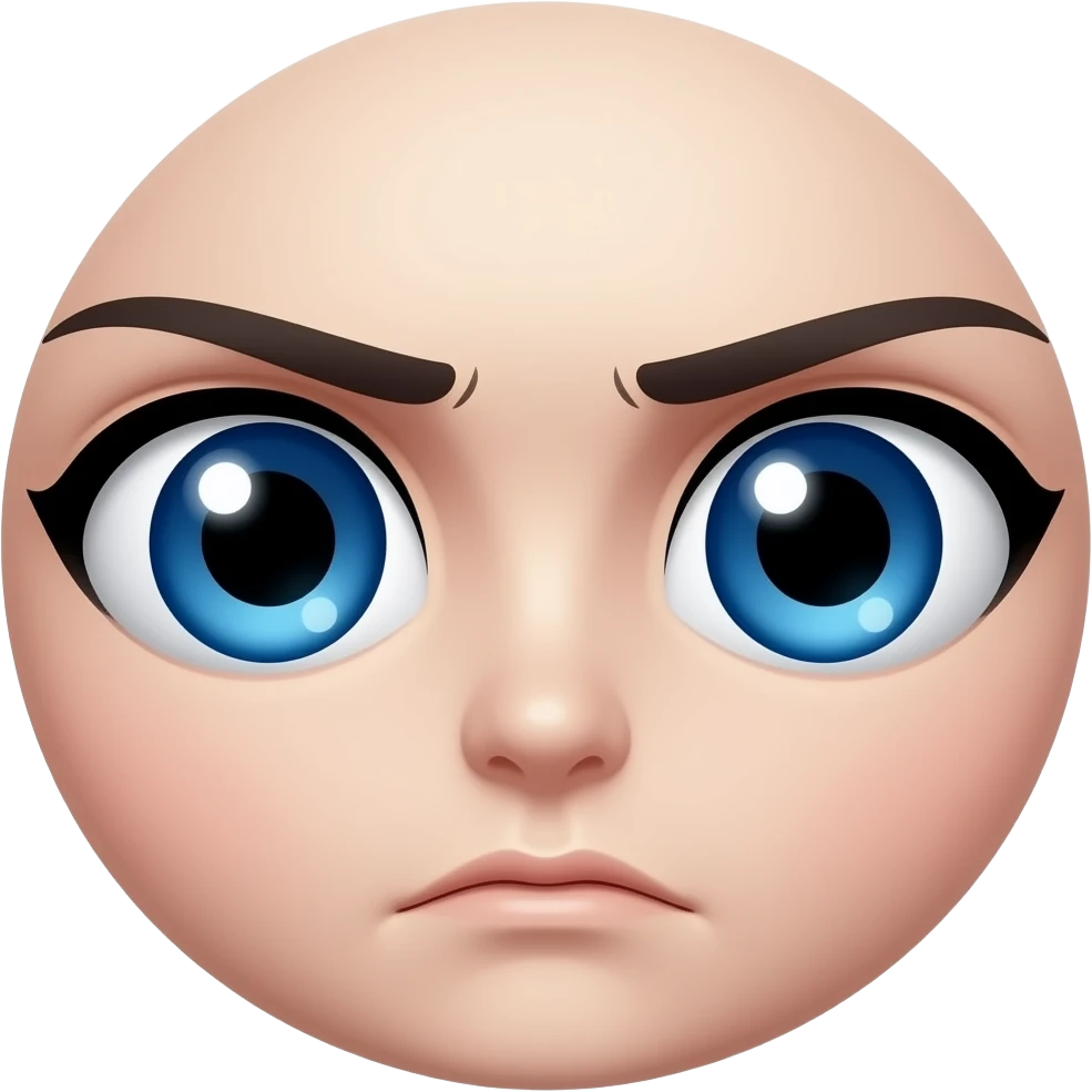 Blue anime eyes without eyebrows emoji