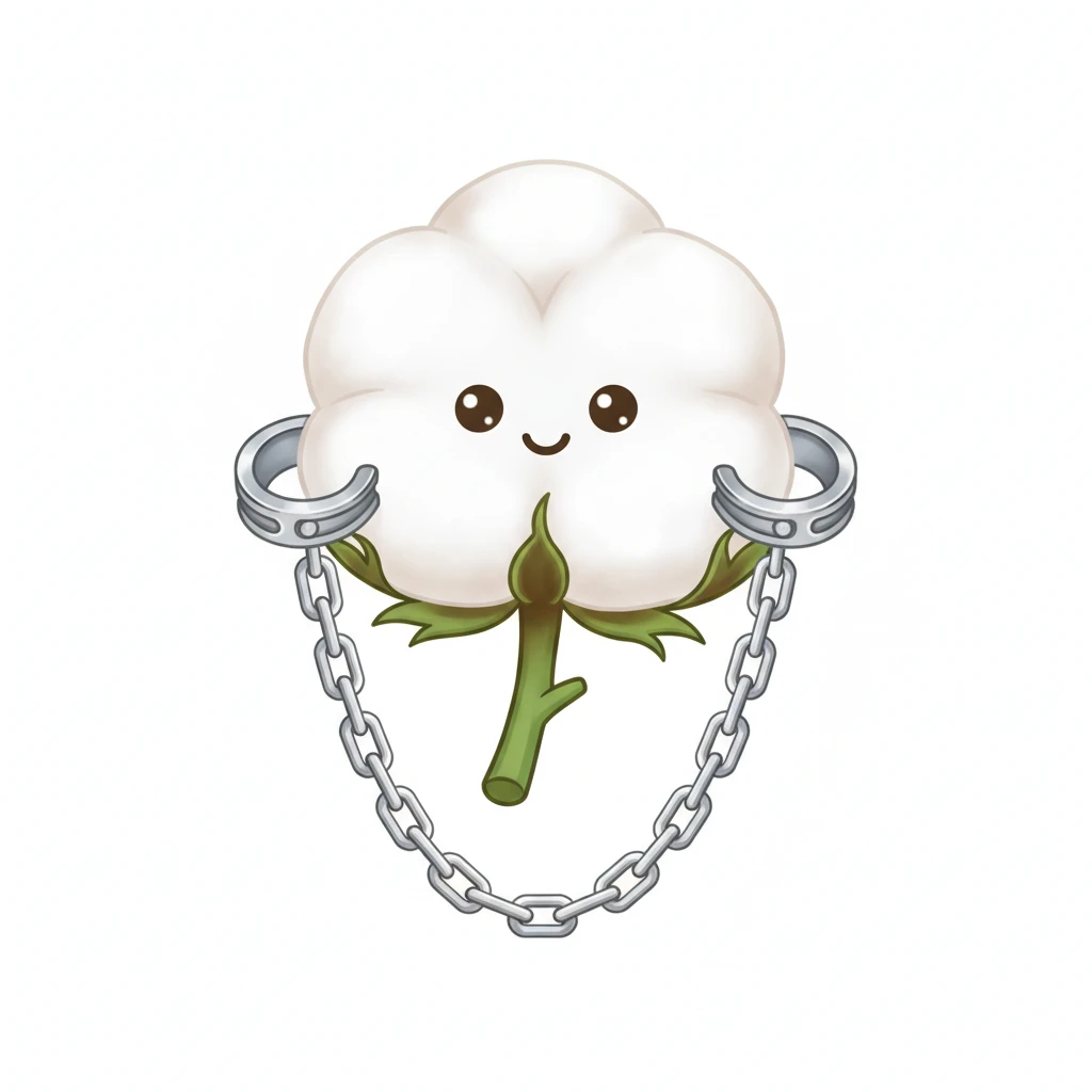 нарисуй в стиле детализированного эмоджи  пушистый хлопковый шарик с цепями или наручниками на стебельке  без фона emoji