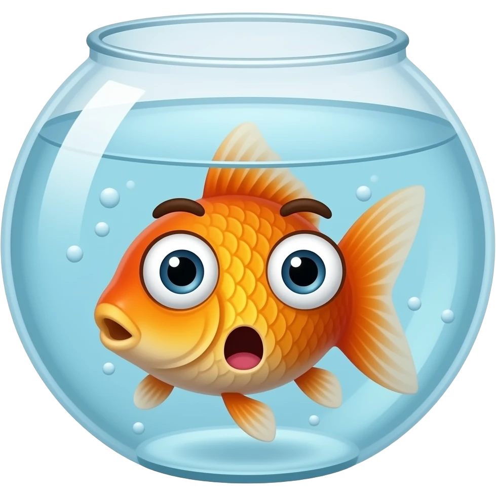 goldfish in an aquarium, looking surprisedd emoji