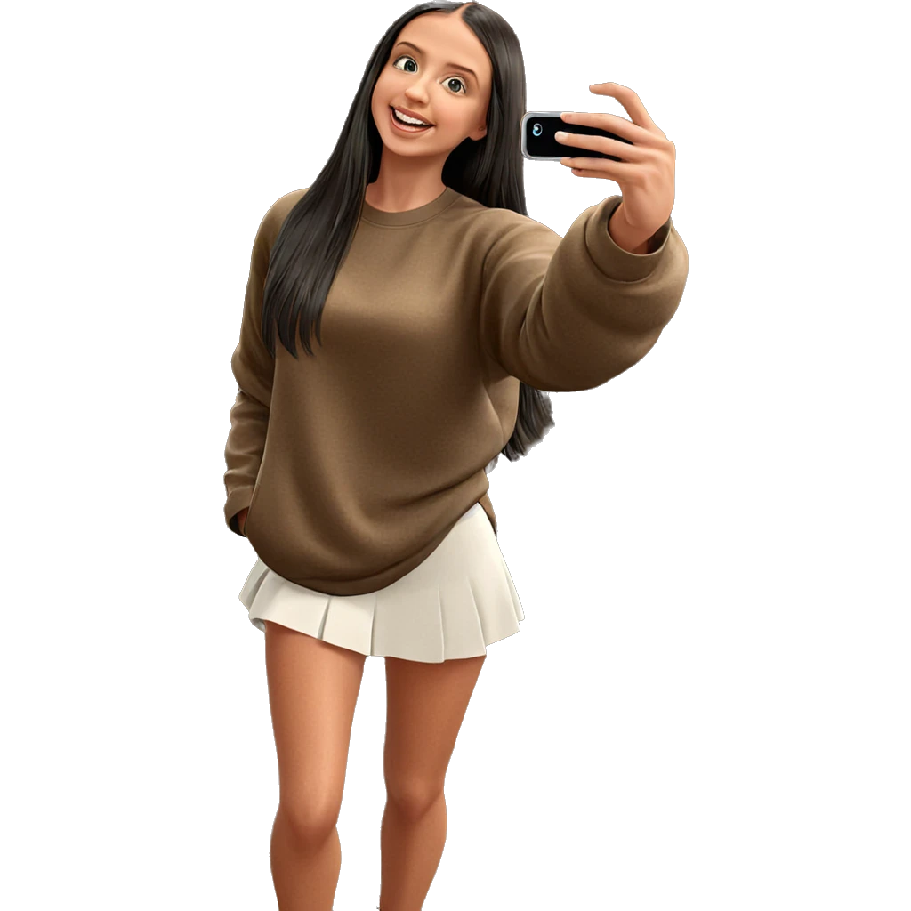 smiling girl taking selfie emoji