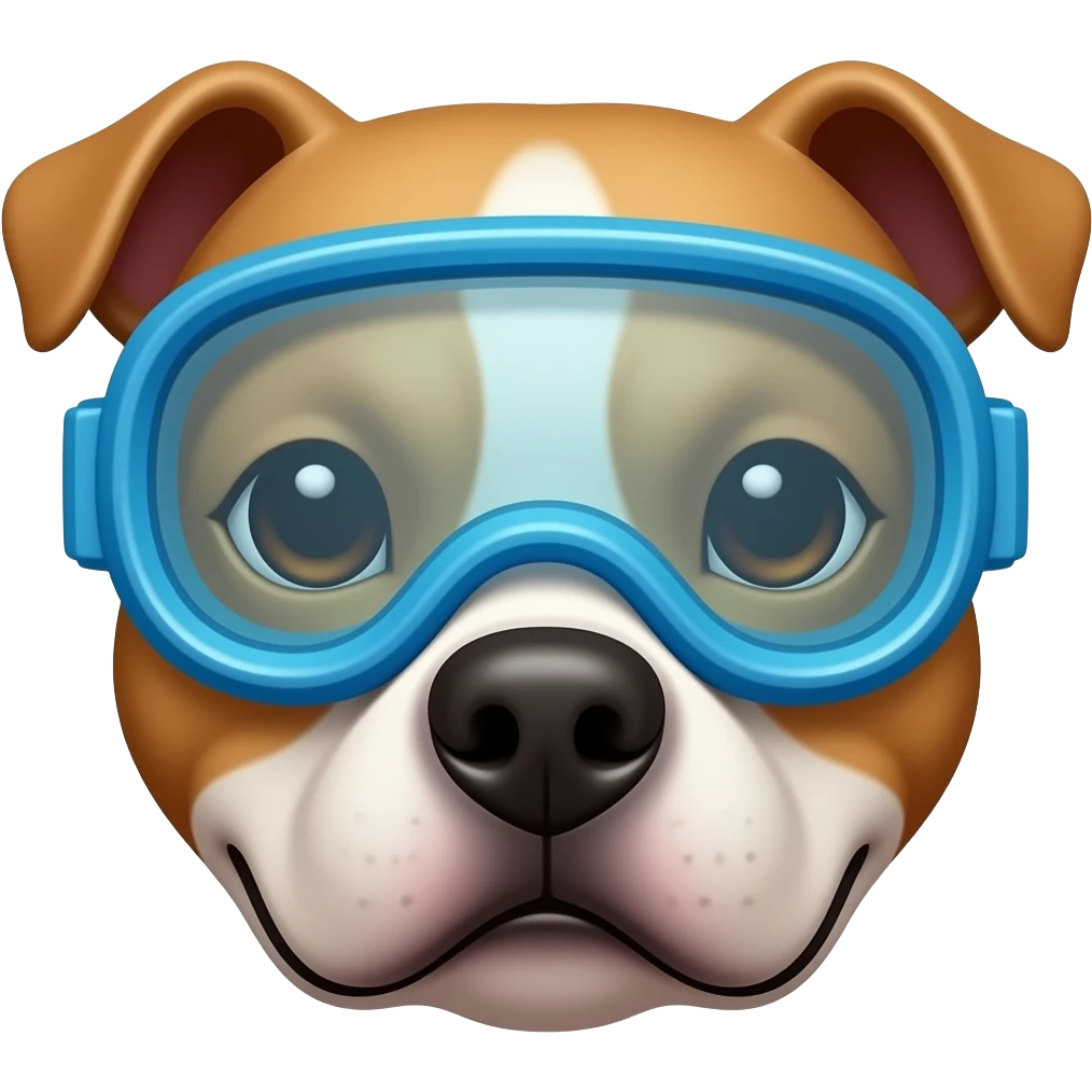 pitbull dogs head wearing diving goggles emoji